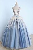 Long Applique Ball Gown Prom Dress,Quinceanera Dresses,Sweet 16 Dress HZ0509