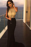 Black Mermaid Prom Dresses,Long Beading Formal Woman Evening Dress HZ0509