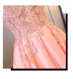 Pink A Line Cap Sleeves Appliques Beaded Long Prom Dresses HZ0509