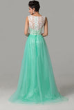 Sleeves Mint Green Lace Long Prom Dresses HZ0509