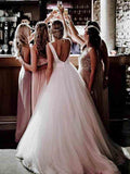 Modest Wedding Gowns With Bownot Cheap Tulle Backless Wedding Dress HZ0509