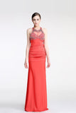 Watermelon Sheath Mermaid Beaded Prom Dresses HZ0509