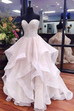 A-Line Sweetheart Ruffles Puffy Prom Dress with Beading HZ0509