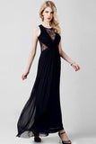 Chiffon Long Black Lace Simple Prom Dresses HZ0509