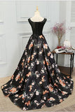 A Line Long Floral Printed Prom Dress,Formal Evening Dress HZ0509