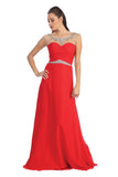 Red Chiffon Beaded Open Back Prom Party Dresses HZ0509