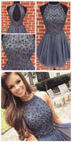 Arrival Open Back Gray Tulle Short Prom Dresses Homecoming Dress HZ0509