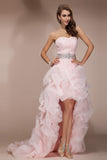 High Low Backless Beaded Short Front Long Back Prom Dresses HZ0509