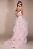 High Low Backless Beaded Short Front Long Back Prom Dresses HZ0509