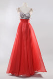 Beaded Red Long Backless Prom Evening Dresses HZ0509