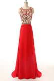 Long Prom Dress Red Chiffon Cheap Evening Gowns HZ0509