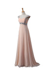 Pink Chiffon Beaded Long Prom\Evening Dresses HZ0509