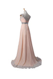 Pink Chiffon Beaded Long Prom\Evening Dresses HZ0509