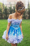 Shoulder Lace Appliques Short Prom Gown, Cute Homecoming Dress HZ0509