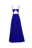 Royal Blue Beaded Long Prom Evening Dresses HZ0509