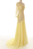 Chiffon Daffodil Long Prom Dresses Evening Dresses HZ0509