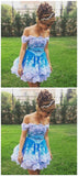Shoulder Lace Appliques Short Prom Gown, Cute Homecoming Dress HZ0509