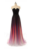 Navy Blue Ombre Chiffon Long Prom Dress HZ0509