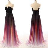 Navy Blue Ombre Chiffon Long Prom Dress HZ0509