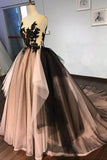Lace V Neck A-line Formal Prom Dress, Long Ball Gown Evening Dresses HZ0509