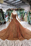 One Shoulder Lace Up Back Sequins Beads Prom Dresses HZ0509