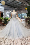 Arrival Wedding Dresses V Neck Lace Up Back Beads Prom Dress Tulle HZ0509