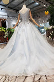 Arrival Wedding Dresses V Neck Lace Up Back Beads Prom Dress Tulle HZ0509