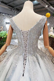 Arrival Wedding Dresses V Neck Lace Up Back Beads Prom Dress Tulle HZ0509