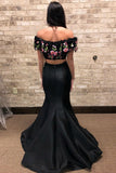 Two Piece Embroidery Black Long Prom Dress HZ0509