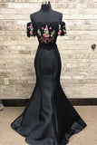 Two Piece Embroidery Black Long Prom Dress HZ0509