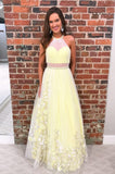 Tulle A Line Appliques Long Prom Dress Party Dress HZ0509