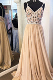 Straps Beading A Line Prom Dress with Appliques HZ0509