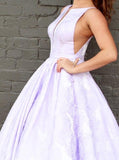 Floor-Length Lilac Printed Prom Dress, Simple Long Evening Dresses HZ0509
