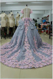 Backless Quinceanera Dress,Ball Gown Long Wedding/Prom Gown HZ0509