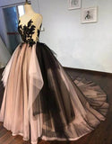 Lace V Neck A-line Formal Prom Dress, Long Ball Gown Evening Dresses HZ0509