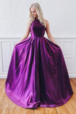 Purple Backless Long Prom Dresses With Pockets HZ0509