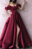 Off The Shoulder Prom Dresses Long Formal Dresses With Slit HZ0509