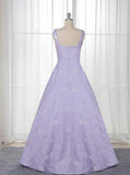 Floor-Length Lilac Printed Prom Dress, Simple Long Evening Dresses HZ0509