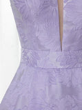 Floor-Length Lilac Printed Prom Dress, Simple Long Evening Dresses HZ0509