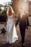 Straps Off White Lace Beach Wedding Dress HZ0509