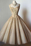 A-Line Straps Sweetheart Tea-Length Sleeveless Homecoming Dresses HZ0509
