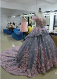 Backless Quinceanera Dress,Ball Gown Long Wedding/Prom Gown HZ0509