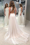 V-Neck Open Back Tulle Wedding Dress with Lace Bodice HZ0509