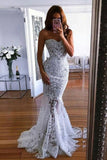 Mermaid Sweetheart Sweep Train Lace Wedding Dress with Appliques HZ0509