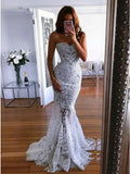 Mermaid Sweetheart Sweep Train Lace Wedding Dress with Appliques HZ0509
