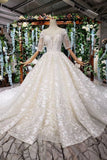 Half Sleeves Ball Gown Wedding Dresses, Fashion Beading Big Wedding Gown HZ0509