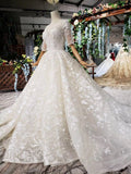 Half Sleeves Ball Gown Wedding Dresses, Fashion Beading Big Wedding Gown HZ0509