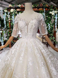 Half Sleeves Ball Gown Wedding Dresses, Fashion Beading Big Wedding Gown HZ0509