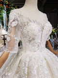 Half Sleeves Ball Gown Wedding Dresses, Fashion Beading Big Wedding Gown HZ0509