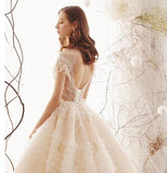 High Neck Ball Gown Wedding Dresses, Short Sleeves Bridal Dress HZ0509